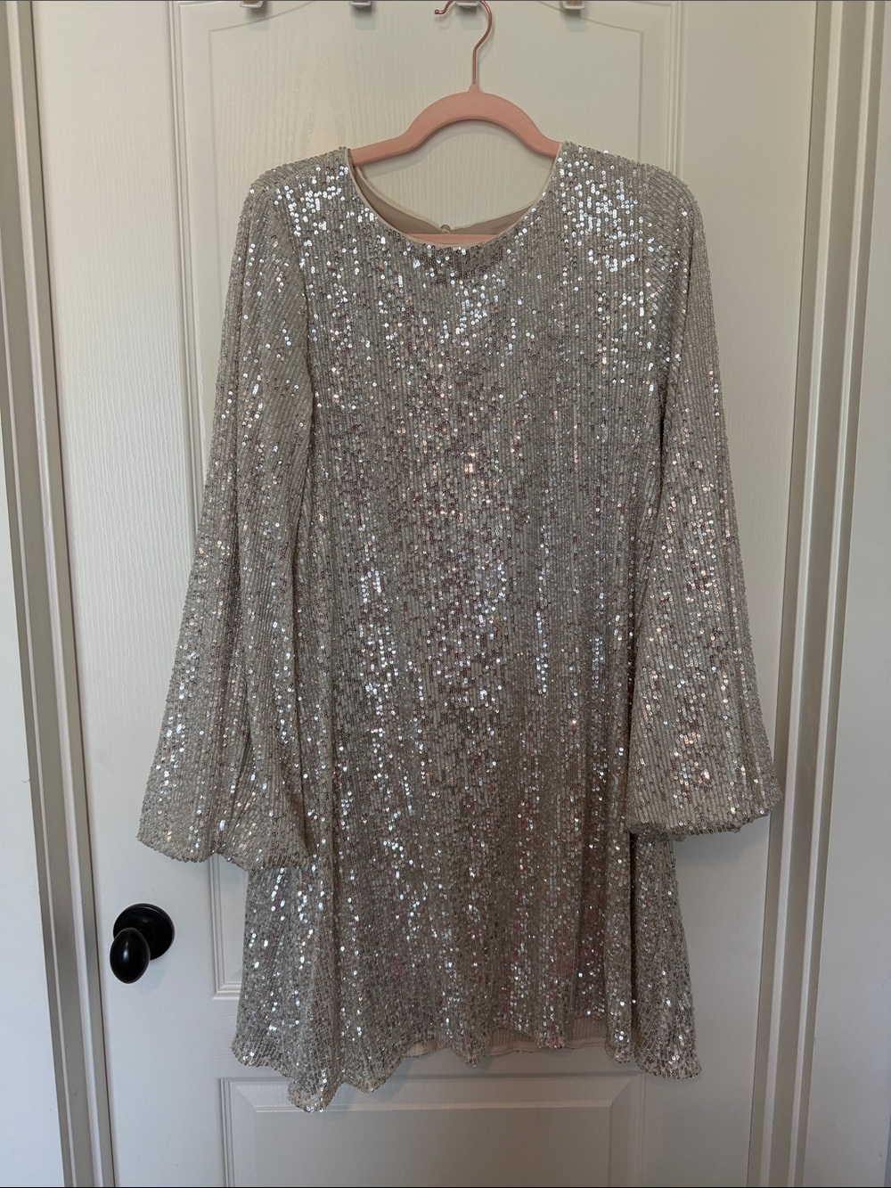 GB girls Silver Sequin Long Sleeve Dress